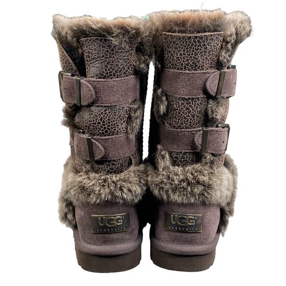 UGG Women’s Skylah Brown Leather Bomber shelling Winter Boot Size US 6 - Picture 8 of 11